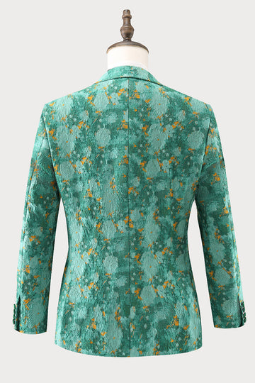 Grønn Peak jakkeslag 3-delt Jacquard En knapp Balldresser for menn